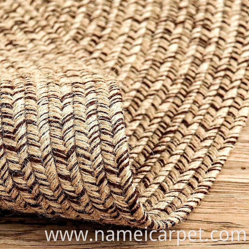 Living Room Jute Hemp Braided Woven Carpet Area Rugs